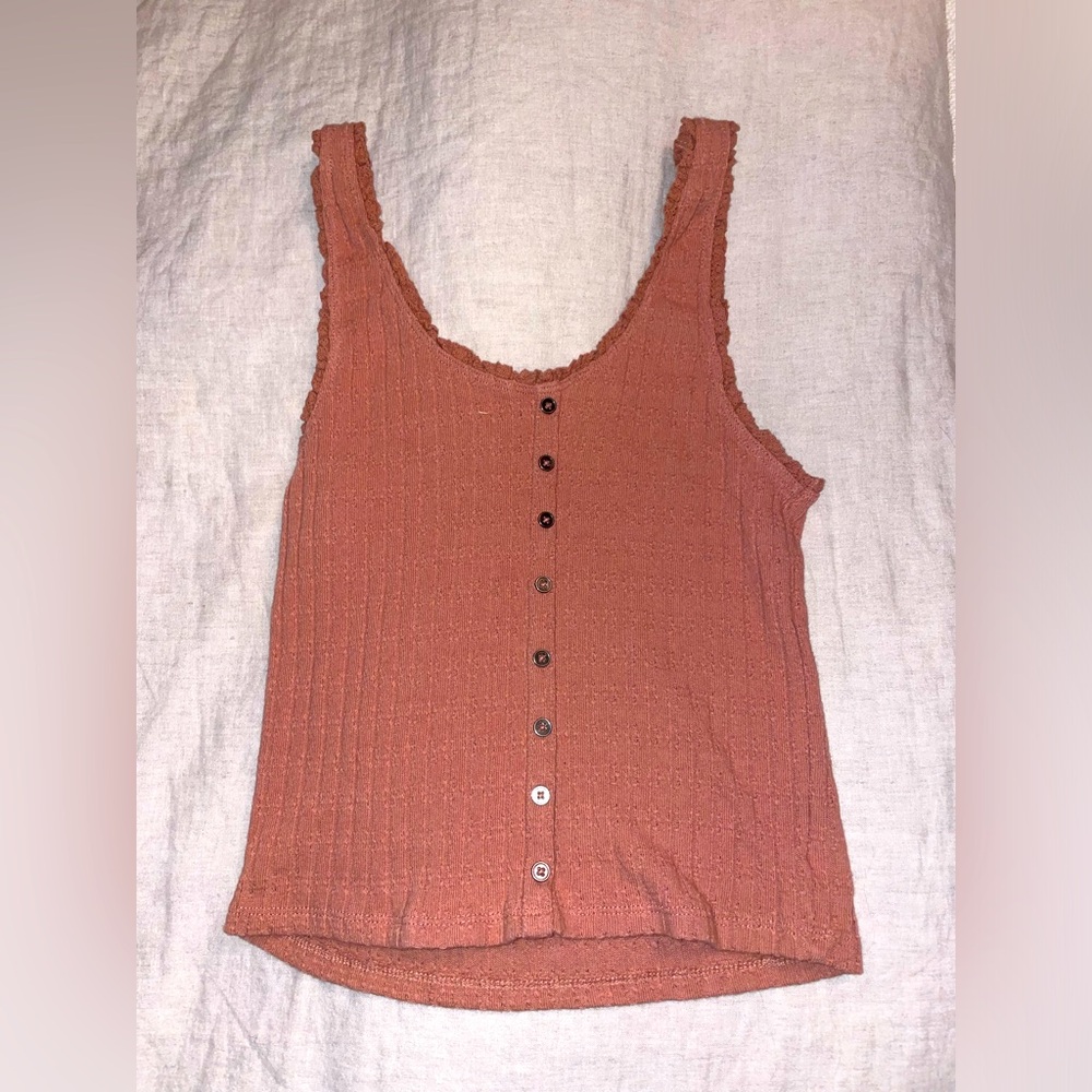 AE American Eagle Med Scoop Tank Top Lot Ribbed Summer Teen Crop Mauve
